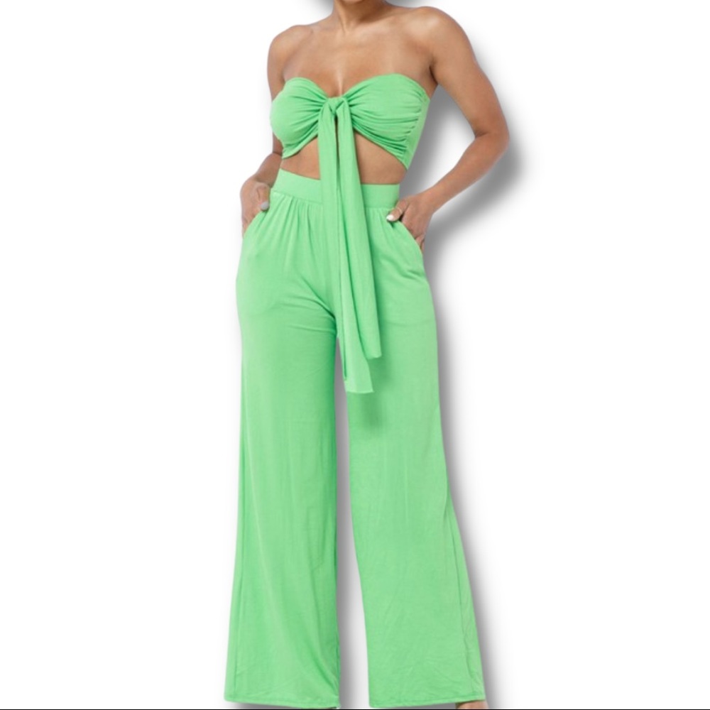 Tube Top & Wide Leg Pants Matching Set